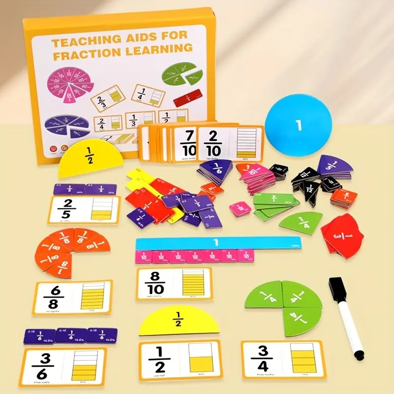 Fraction Learning Puzzle Set, Math Manipulative Toy for Kids Ages 3-12, Educational Tool for Science Class & Home Schooling, Brainy Kid Toys