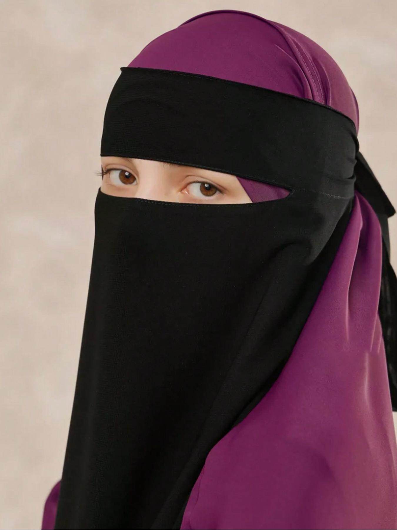 Women's Chiffon Soft Breathable Modesty Niqab, Single Layer Islamic Face Cover, Khima Headscarf Hijab for Muslim Prayer Daily Use