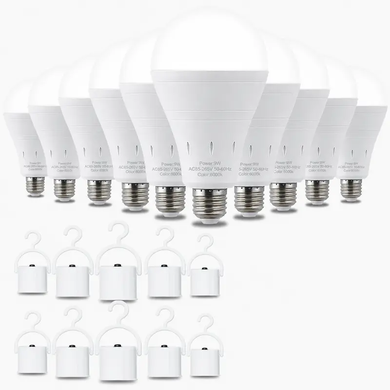 GMOX Rechargeable Emergency LED Light Bulb for Home Users - E26 Socket, 120V 9W Output (60W Equivalent), 6000K Daylight, 1200mAh Battery, Power Outages, Camping, Office Presentation Backup