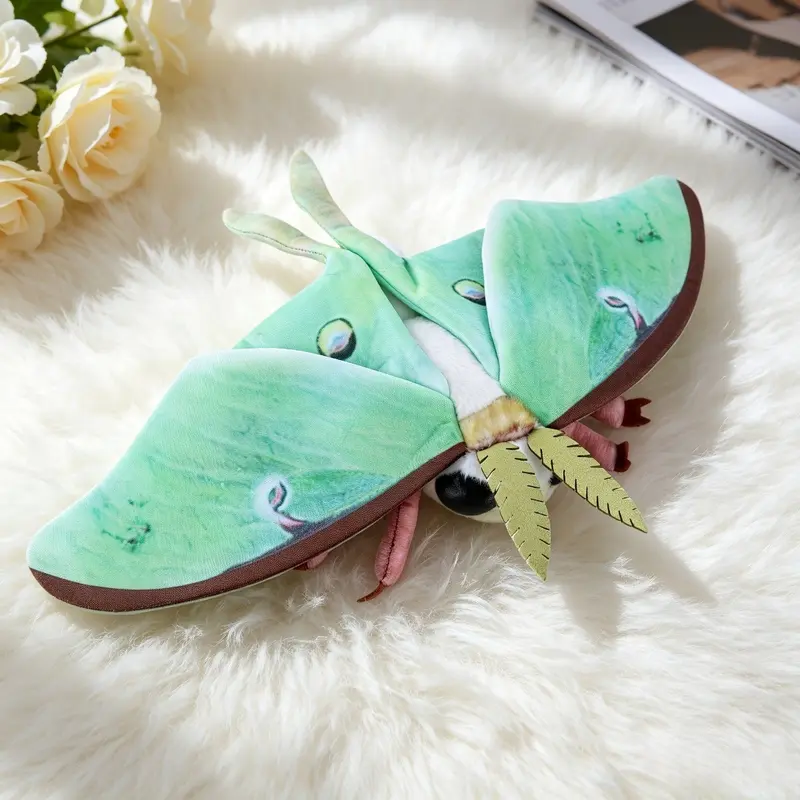 Luna Moth Plush Toy, Cute Stuffies, Soft Fluffy Moon Moth Stuffed Animal, Realistic Insect Plushie, Birthday Gift, Home Decor, Bug Animal Plush, Cuddly Stuffed Animals, Soft Huggable