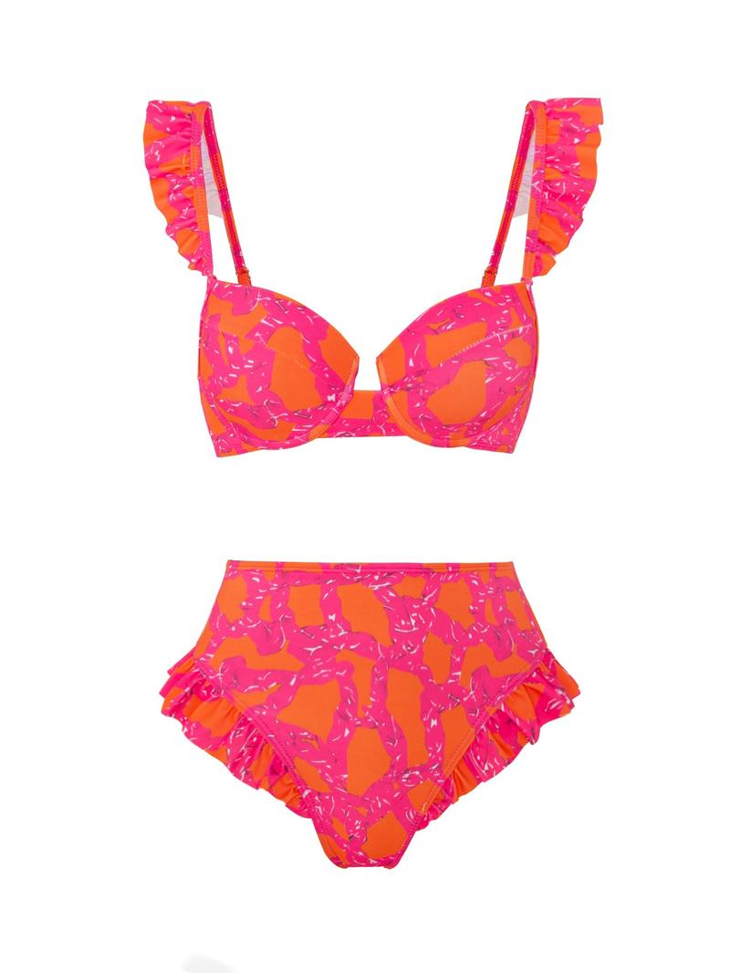 Three-Piece Set Women's All Over Print Ruffle Trim Swimsuit Set, Boho Sleeveless Swim Top & High Waist Swim Bottom & Split Thigh Elastic Waist Cover Up Skirt Set, Ladies Summer Swimwear for Beach, Ruffle Swimsuits Three-Piece Set Women's All Over Print Ruffle Trim Swimsuit Set, Boho Sleeveless Swim Top & High Waist Swim Bottom & Split Thigh Elastic Waist Cover Up Skirt Set, Ladies Summer Swimwear for Beach, Ruffle Swimsuits