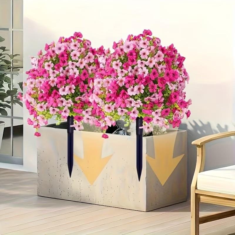 2 sets, high-quality outdoor simulation green tree belt ground stake straight plug flower, anti-ultraviolet plastic material, including ground stake bracket - suitable for garden, terrace, four-season decoration, Artificial Outdoor Flowers