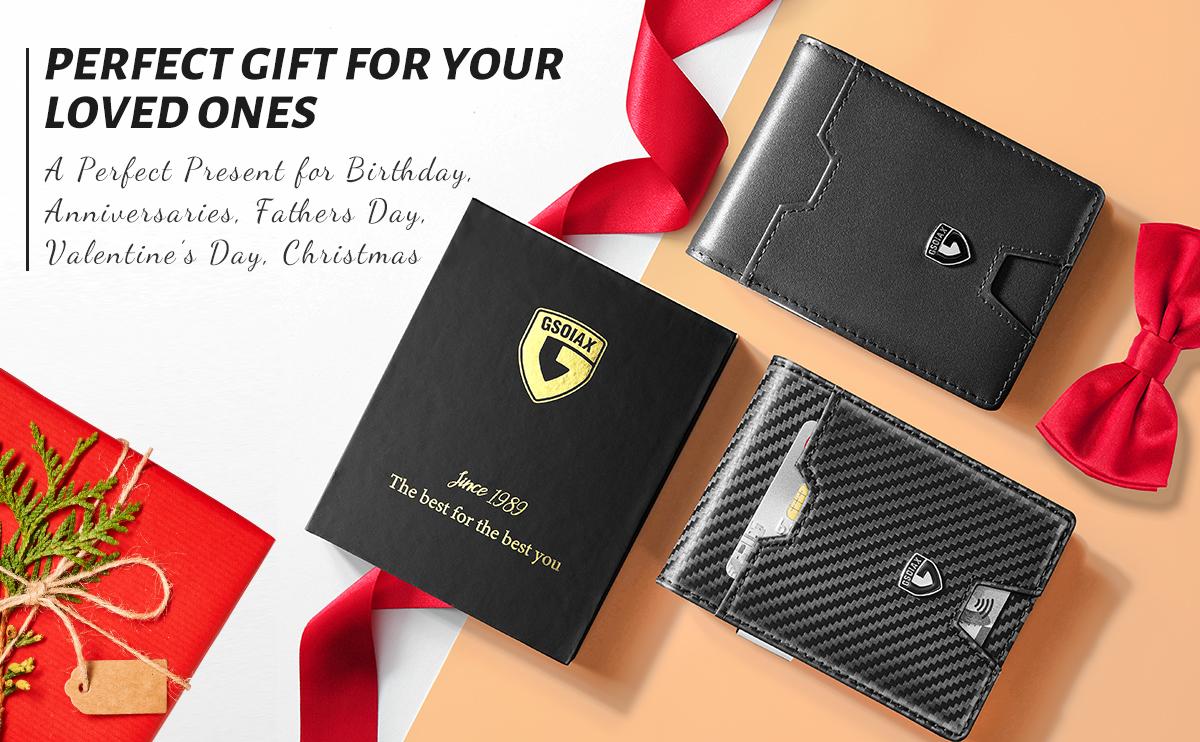 GSOIAX Mens Slim Wallet with Money Clip,RFID Blocking Minimalist Genuine Leather Carbon Fiber Wallet, 11 Card Slots Bifold Credit Card Holder With Gift Box GSOIAX Mens Slim Wallet with Money Clip,RFID Blocking Minimalist Genuine Leather Carbon Fiber Wallet, 11 Card Slots Bifold Credit Card Holder With Gift Box