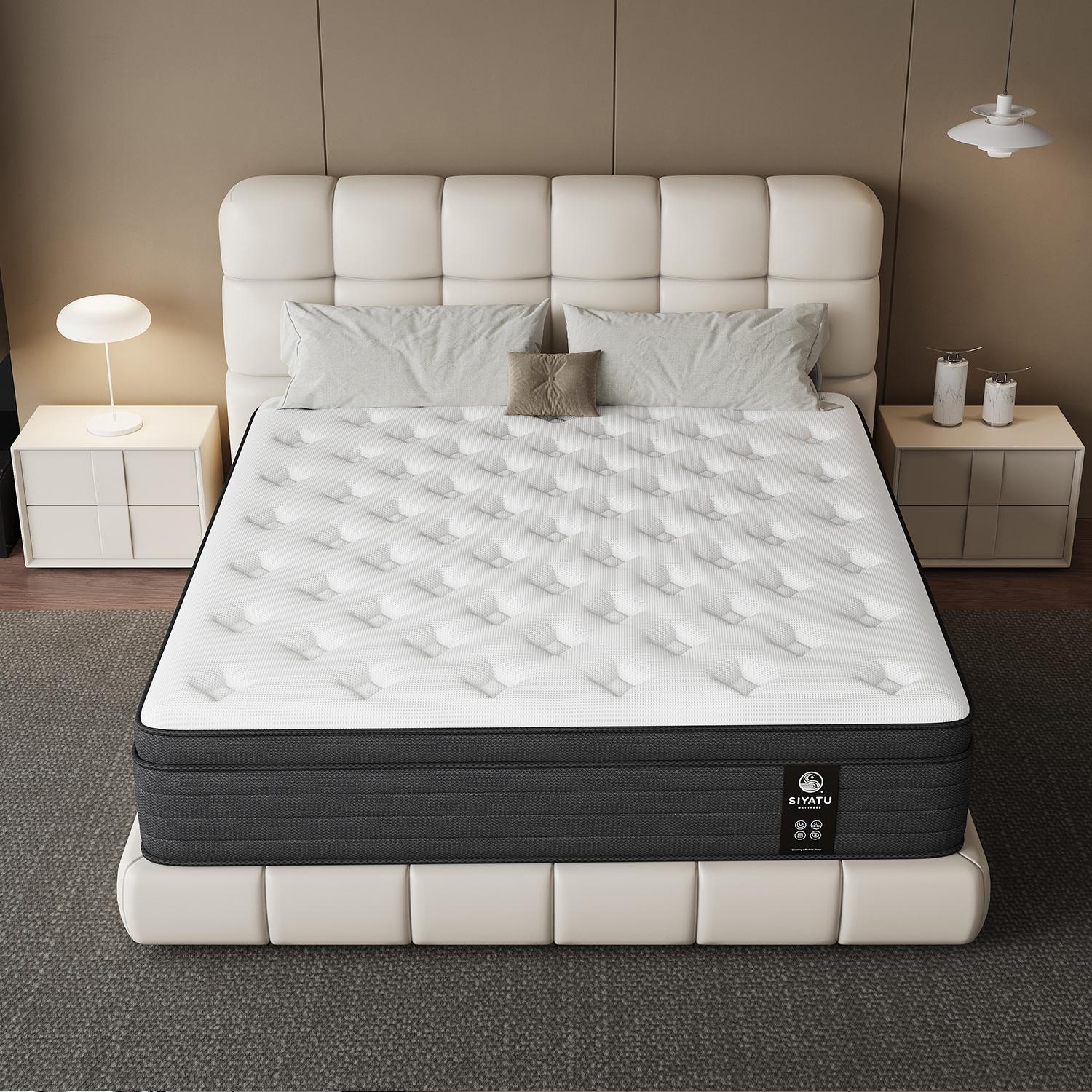 LODEIJA   8/10/12/14 Inch Twin,Full,Queen,King Mattress Gel Memory Foam & Innerspring for Motion Isolation Edge Support Breathable Design Medium Firm Comfort