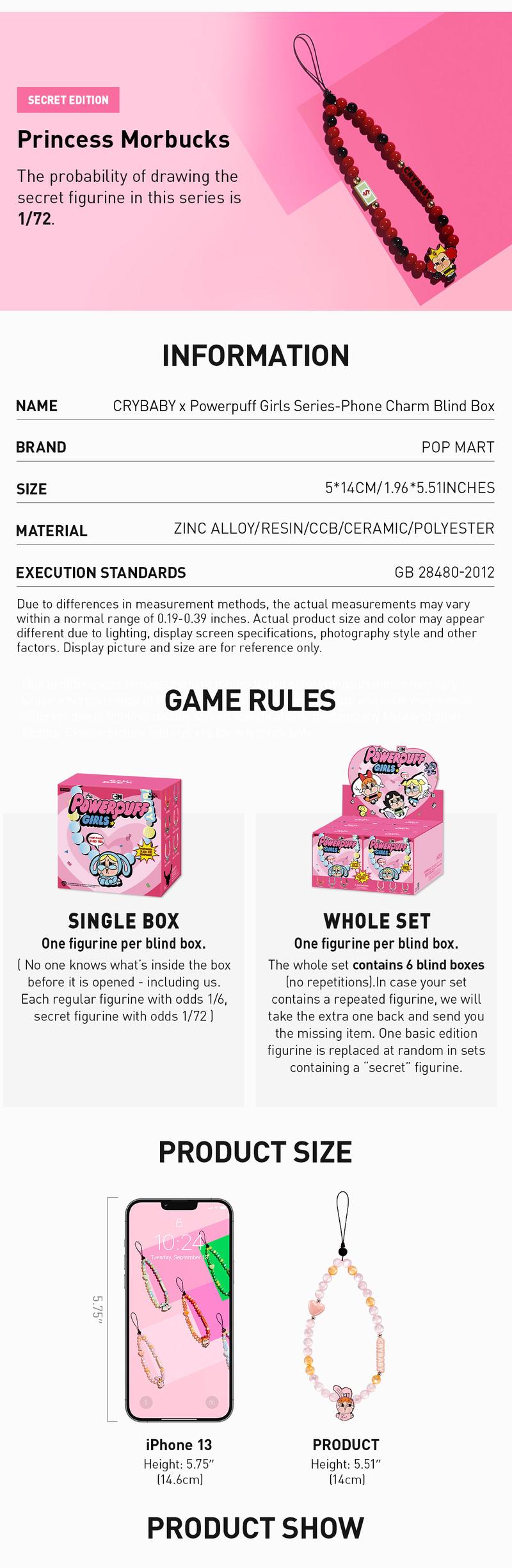 CRYBABY × Powerpuff Girls Series-Phone Charm, Blind Box, Mystery Box