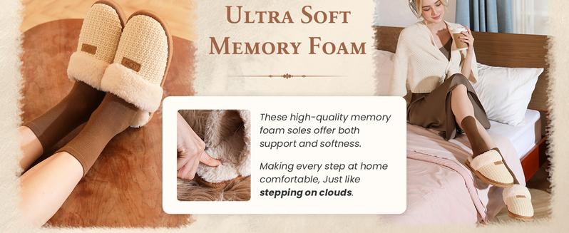 OOW Global Women's Cozy House Slippers Memory Foam Soft Warm Fuzzy Slippers Women Home Womens Slipper Shoes for Indoor