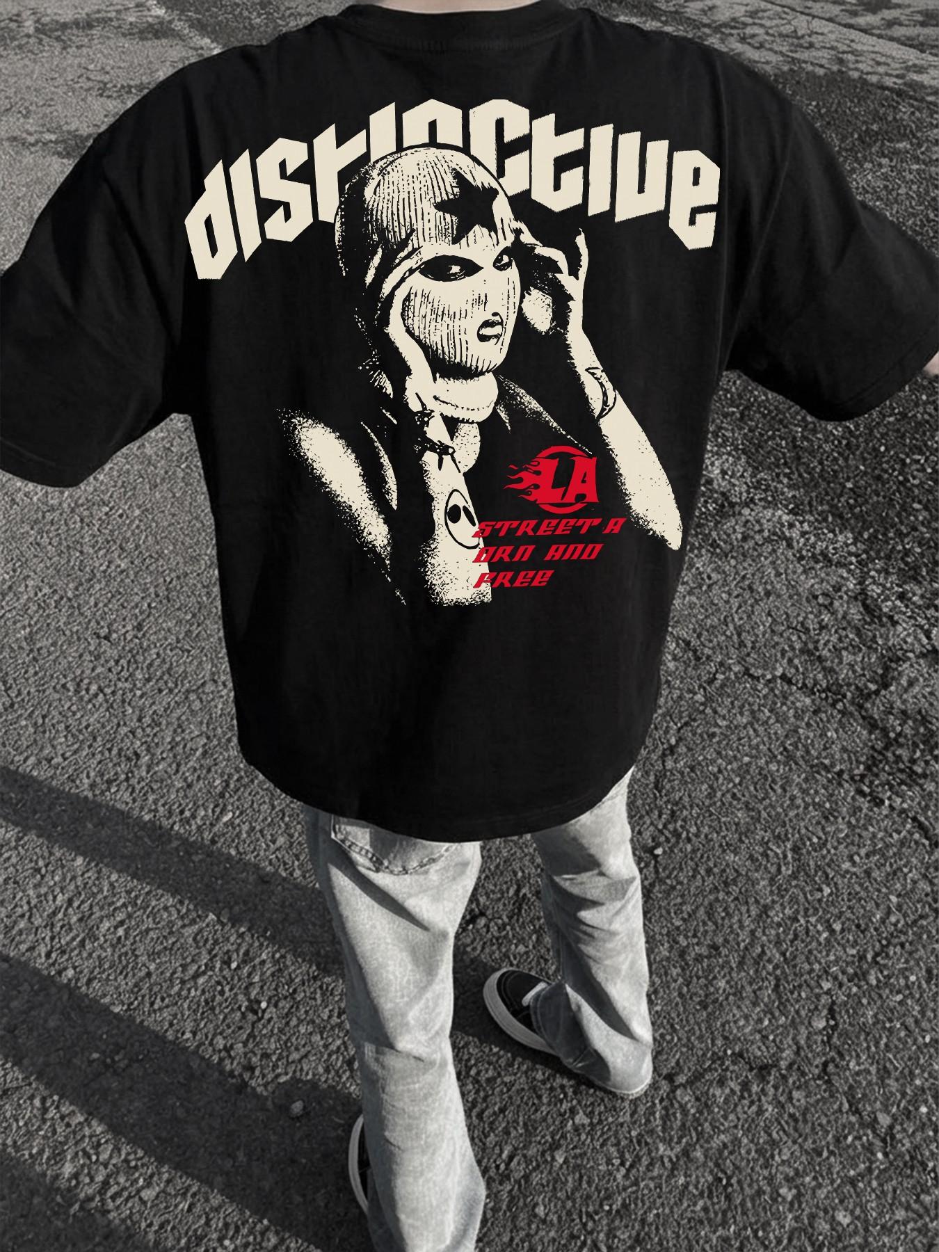 American High Street Dark Vortex Print T-Shirt for Men, 2026 New Oversize Loose Short Sleeve, Heavy Metal Style Streetwear