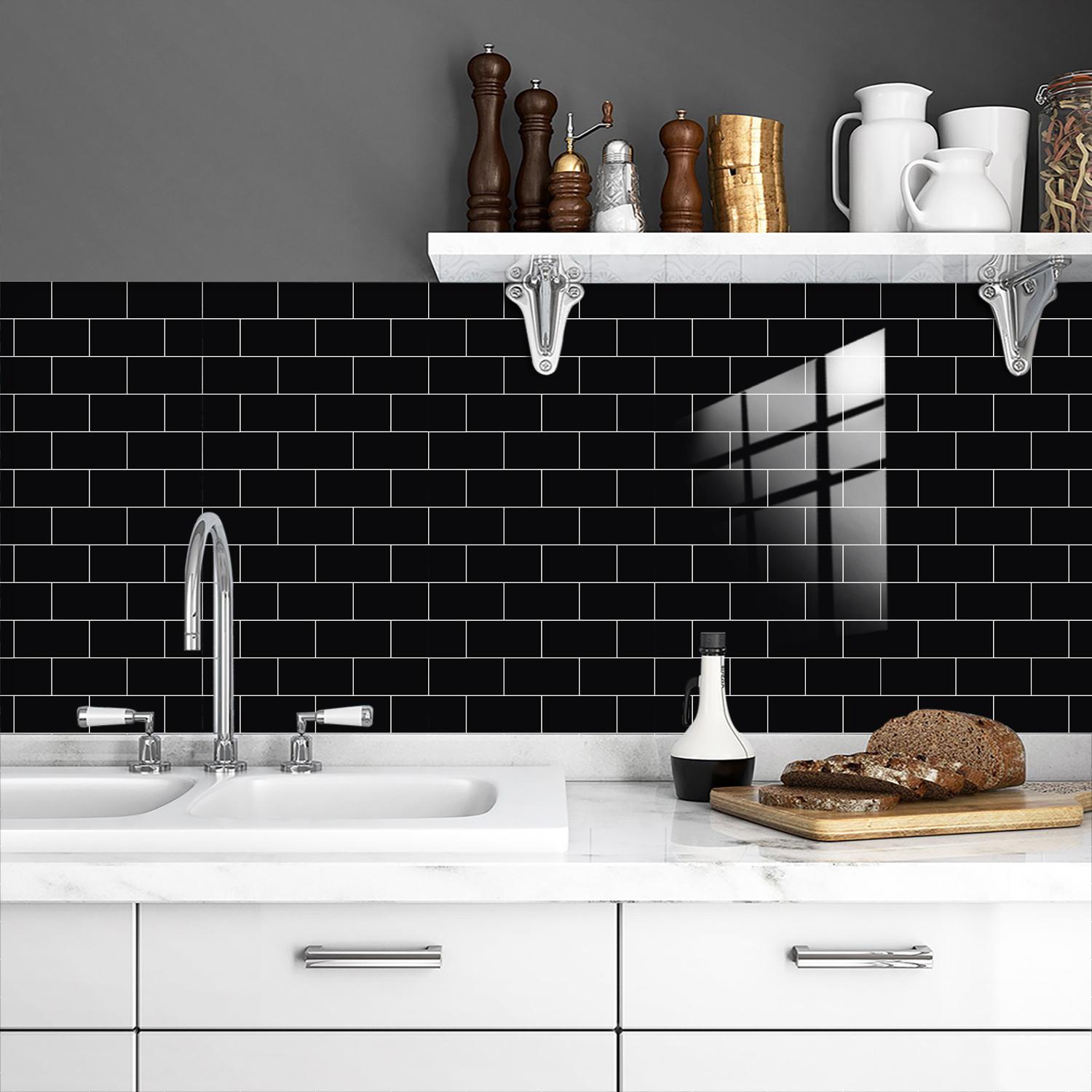 10pcs/20pcs/30pcs Wall Tile Pattern Self-Adhesive Thickened Tiles Stickers, Decorative Wall Sticker, Kitchen Decor, Home Renovation, Floor Decoration, Kitchen Bathroom Decoration, Waterproof Wall Sticker