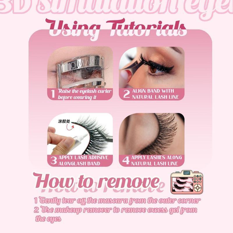 Fluffy Wispy False Eyelashes, 10 Pairs Cat-Eye Strip Lashes Natural Curly Faux Mink Eyelashes, 3D Effect Reusable Eyelash Extensions, Lightweight Volumized Eye Makeup Tool for All Season Daily Party Wedding Makeup, Beginner-Friendly False Lashes