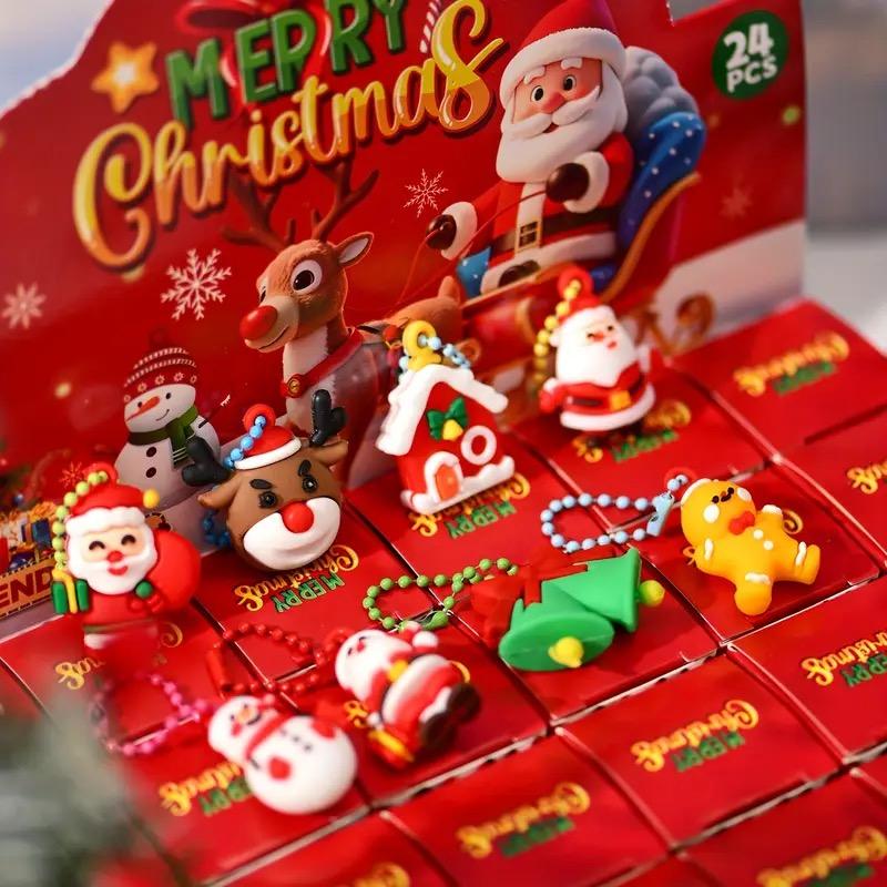 24Pcs Christmas Decorative God Blind Box Set, Cute Holiday DIY Backpack Charms and Handmade Accessories - Party Surprise| Colorful Character Design| Durable Plastic Keychain Pendant Mystery Box, Blindbags Surprise Set, Gift Box Set