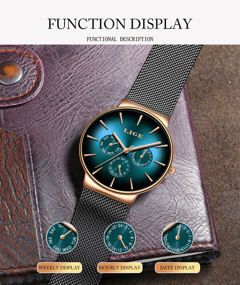 Business leisure watc,mineralhigh hardness glass mirror wateproof black blue