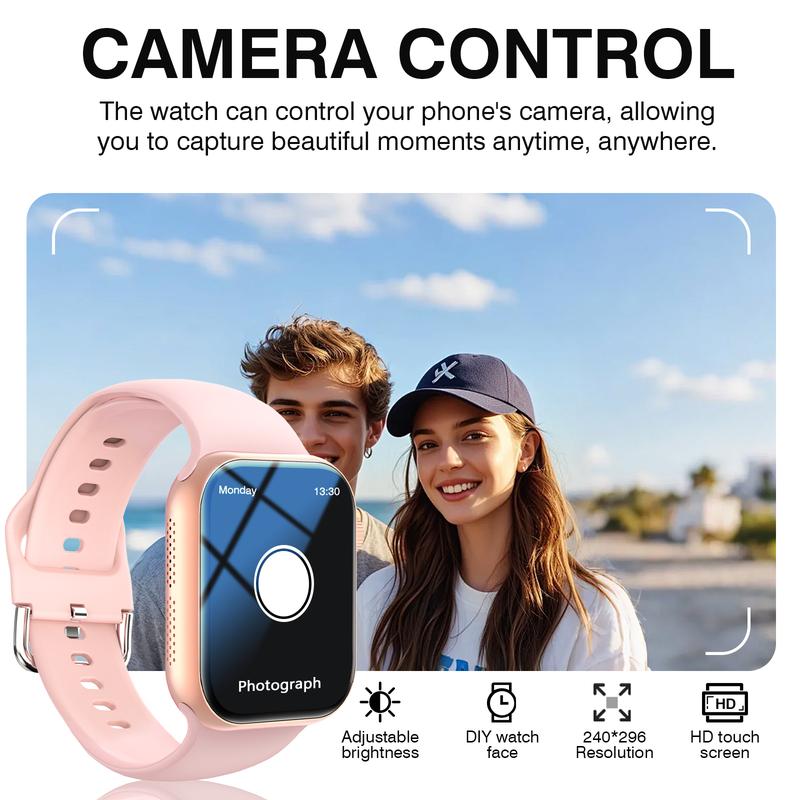 2026 New Smart Watch HD Touchscreen - Wireless Calling, Camera & Music Control, Multi-Sport Modes, Alarm/Call-SMS Alert, Custom Display, iOS Android Compatible, Sport Smartwatch (Unisex)