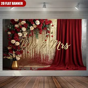 Rose Wedding Proposal Backdrop Romantic Floral Theme Tapestry Wall Hanging Photography Background for Engagement Celebration Bridal Shower Event Supplies