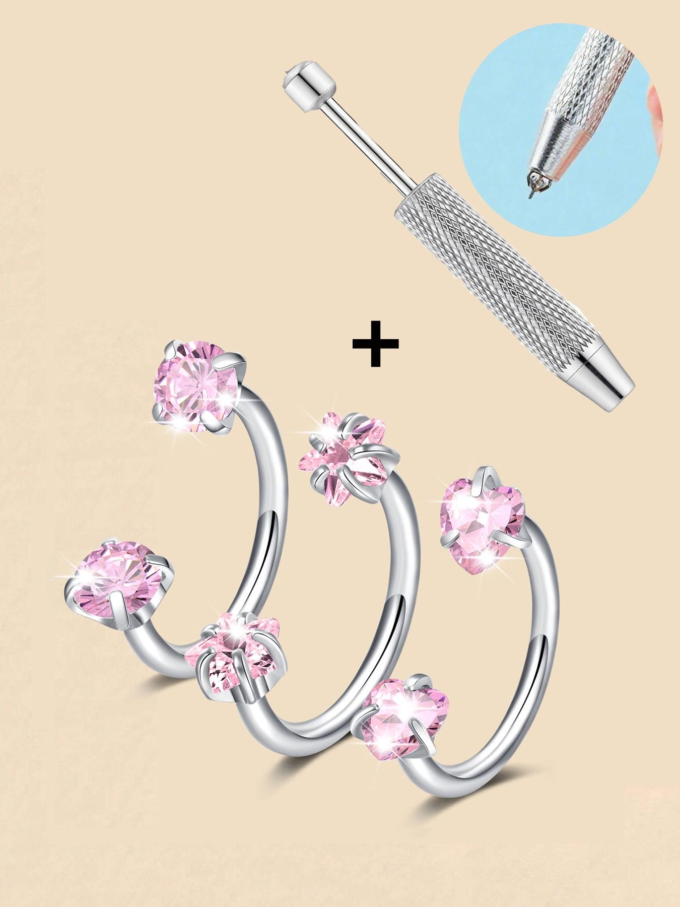 Stainless Steel CZ-Inlaid Nose Ring for Women and Men, Fashion Body Jewelry for Parties and Everyday Wear, Trendy Versatile Style, Exquisite Jewelry Gift