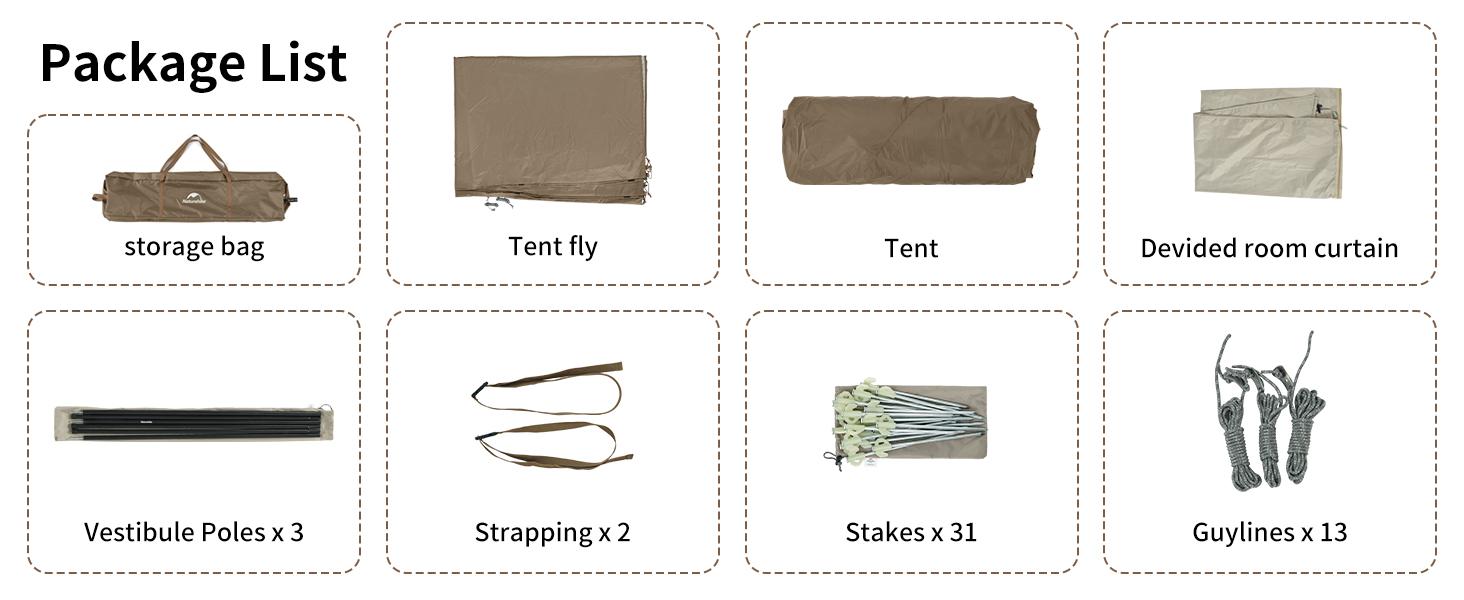 Naturehike Large Family Camping Tent with Front Awning & 60s Quick Setup – Waterproof, Sun Protection, Spacious 4-8 Person, Two-Room Design, Built-in Lights, Large Storage Space & Five-Sided Ventilation, Outdoor & Backyard Adventures