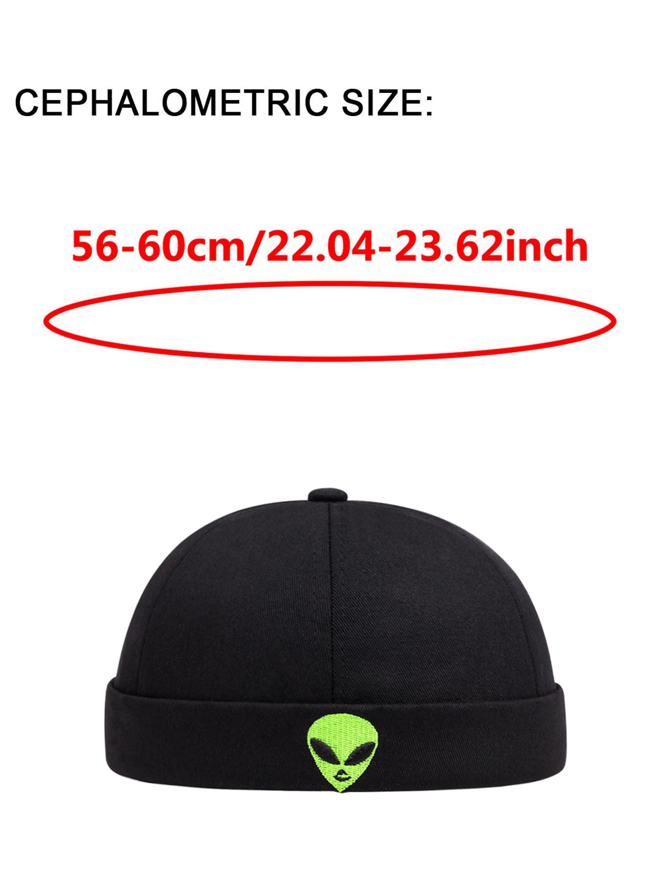 2026 New Fashion Personality Boundless Hat Alien Embroidery Guapi Hat Street Creative Hip Hop Hat Outdoor Sports Skateboarding Hat Daily Commuting Leisure Decorative Hat Male Female Same Style Landlord Hat