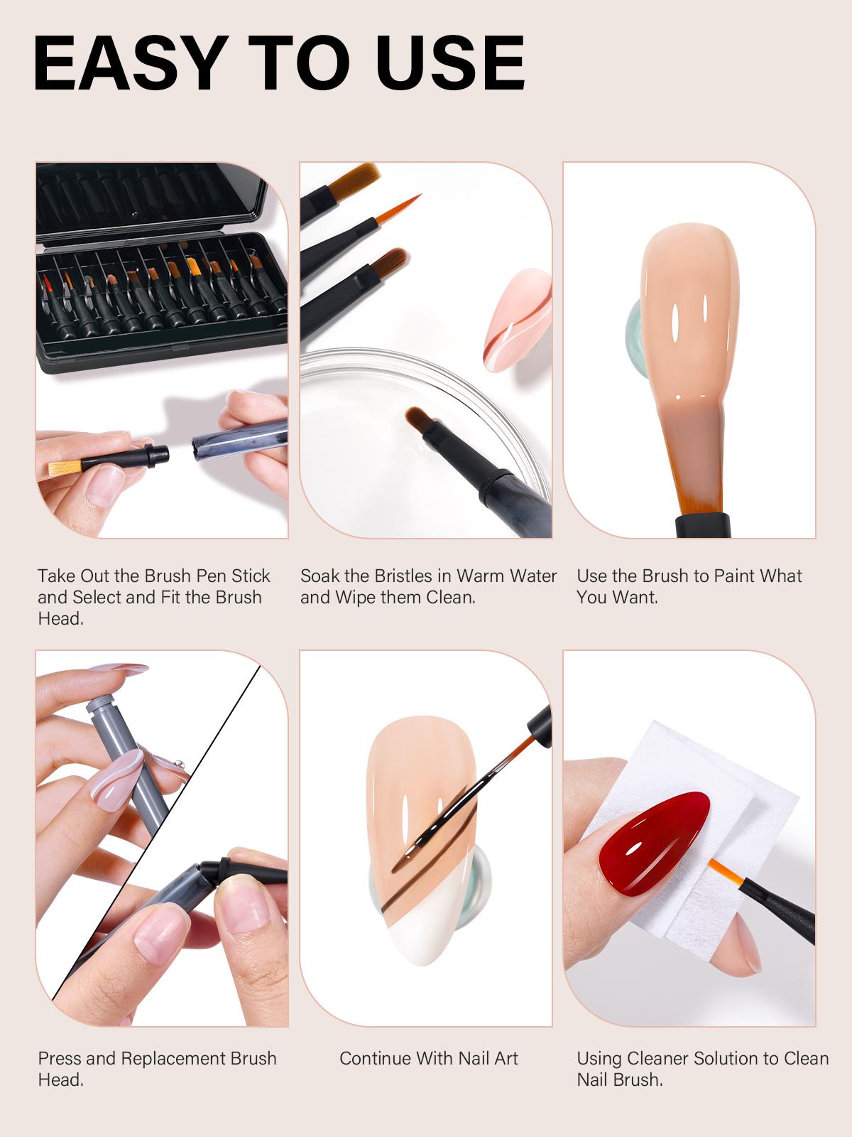 Aillsa Nail Art Brush Set with 12pcs Replaceable Tips – Multifunctional Nail Brushes for DIY Nail Art Design Gel Nail Brush for gel x Nail Liner Brush Salon Ideal Gift for Girls Polish Manicure Cutics Cosmetic #TikTokShopBlackFriday