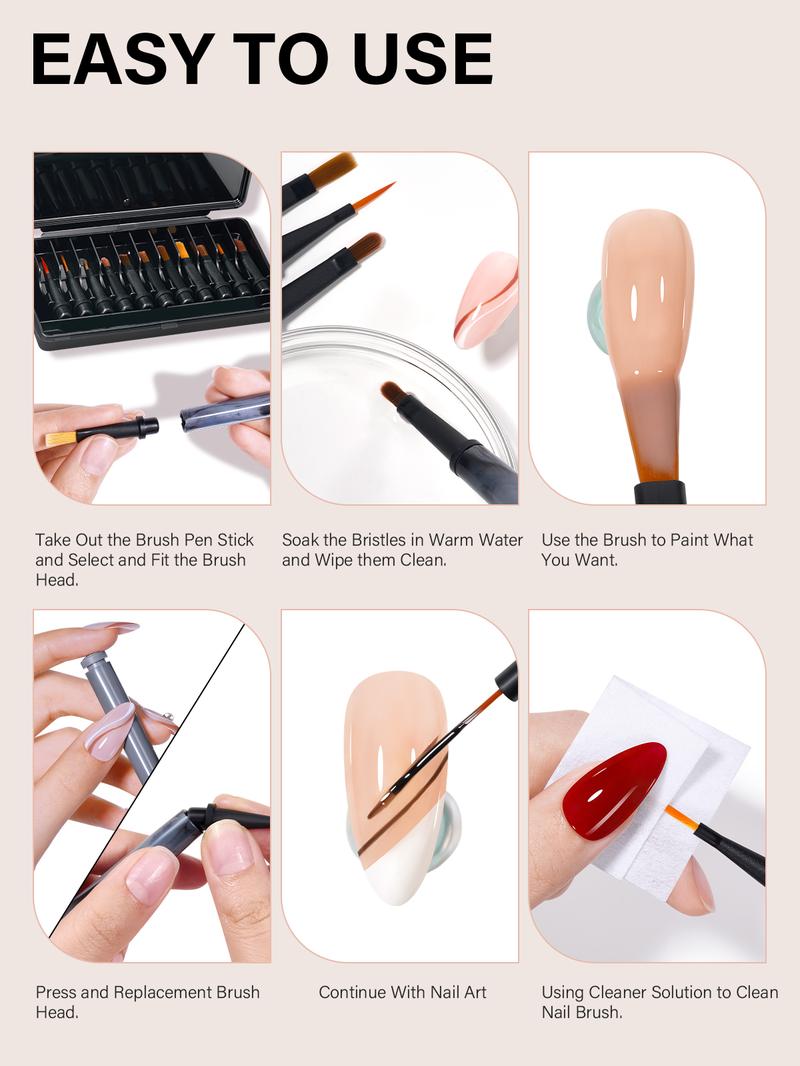 Aillsa Nail Art Brush Set with 12pcs Replaceable Tips – Multifunctional Nail Brushes for DIY Nail Art Design Gel Nail Brush for gel x Nail Liner Brush Salon Ideal Gift for Girls Polish Manicure Cutics Cosmetic #TikTokShopBlackFriday