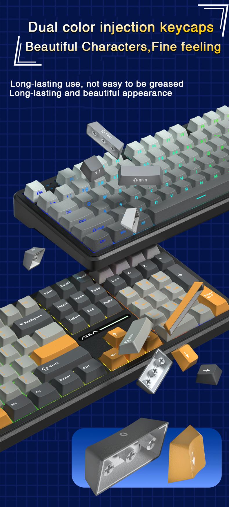 AULA F108 Pro & F108 Wireless Mechanical Keyboard, Three-Mode Connection, Hot Swappable Pads Custom Keyboard RGB Rainbow Backlight for PC/Tablet/Xbox/PS4/PS5 Boyfriend Gift Full Size Numeric Keyboard Office Computer Accessories  TikTokShopfalldealsforyou