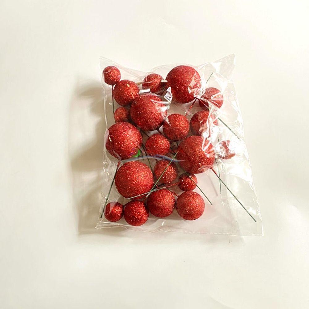 20PCS Cake Topper Ball Set 2cm-4cm Spheres DIY Birthday Cake Mixed Artificial Balls Decoration for Party Celebrate Glitter Balls