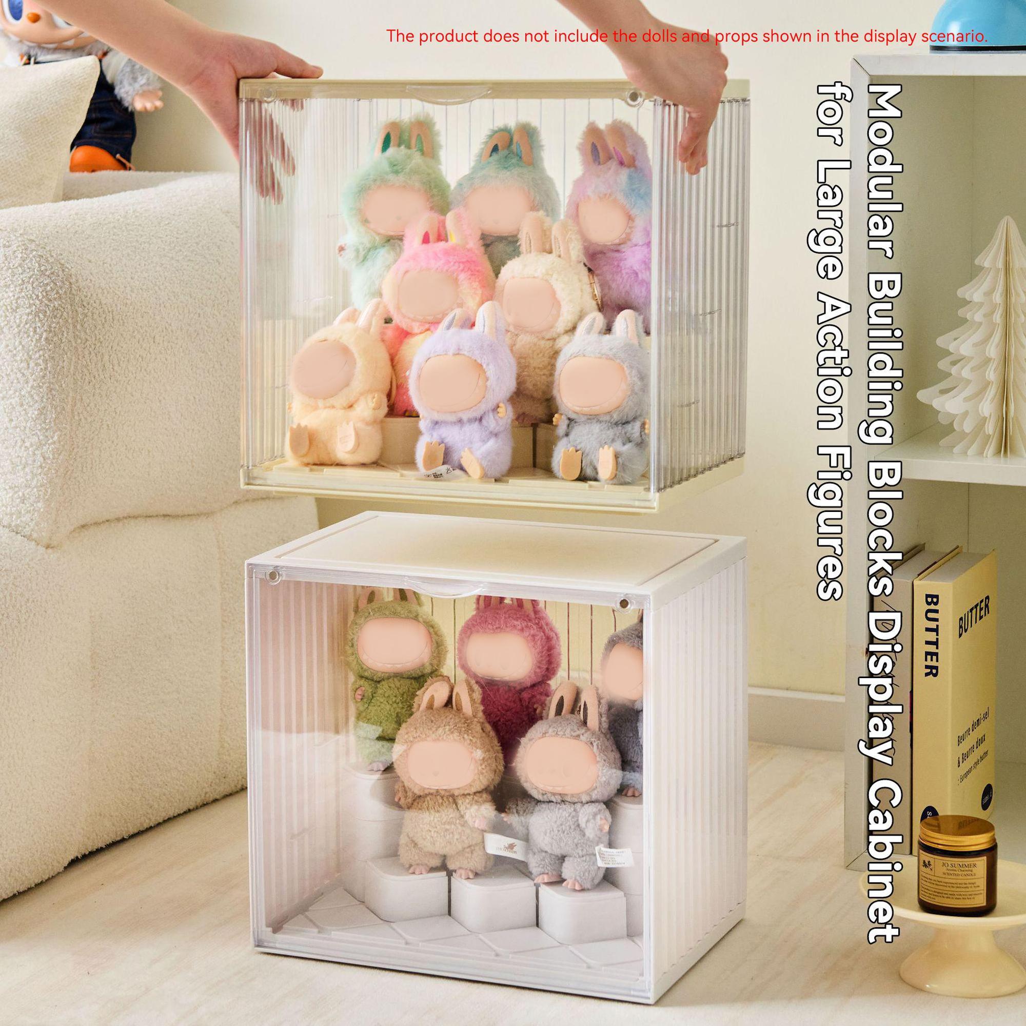 Plush Keychain Large Display and Storage Case, Dustproof & Moisture-Resistant, 20 Building Block DIY Modules, Customizable Stackable Combos, Ideal for Labubu, Skullpanda, DIMOO, HIRONO, MOLLY Collectors, Cute Soft Keychains