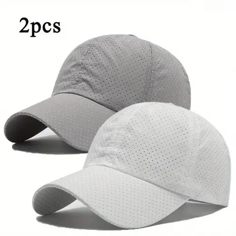 Unisex 2-Pack High-Quality Polyester Athletic Cooling Running Sports Hats - Full Mesh, Quick-Dry, Lightweight, Adjustable, Classic Logo, Mesh Sun Hat for Runners, Outdoor Activities, Sweat-Free Wear