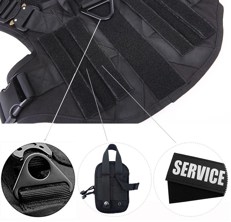 Tactical Dog Harness, Adjustable No-Pull Handle Service Vest Heavy Duty Pet Large Breed,  Dog Vest for Training Hunting Walking, Adjustable Safety Harness
