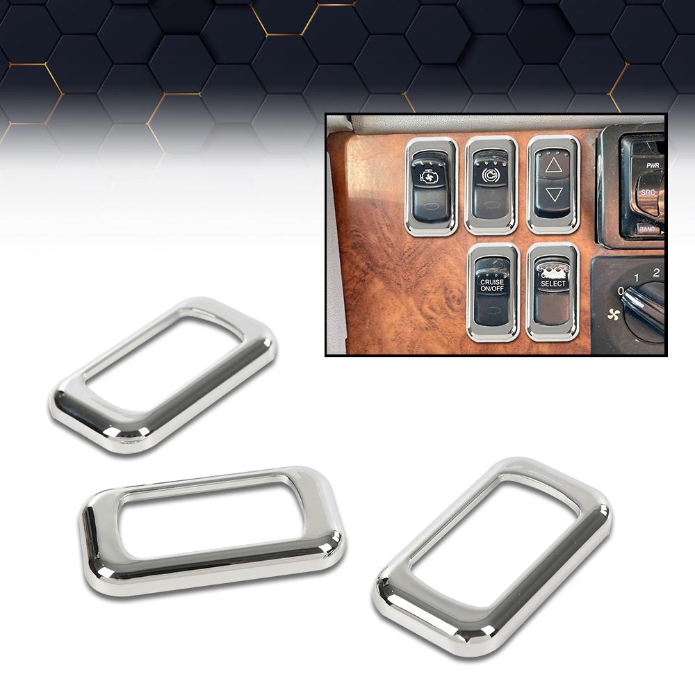 CROSSDESIGN 3/6Pcs Chrome Rocker Switch Trim Bezel Fit For Peterbilt Keworth Freightliner Fits many Freightliners and some Peterbilt and Kenworths using rocker switches High Reliability