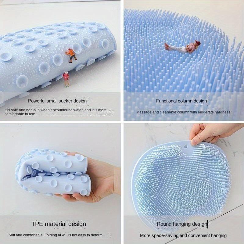 1pc Lazy Person's Bath Brush Foot Mat with Massage Pad, Anti-Slip Shower Mat, Body Brush, Foot Scrubber