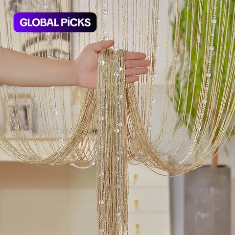 Faux Pearl Decor Tassel Door Curtain, 1 Count Shiny Beaded Window Curtain, Decorative Curtain for Doorway, Living Room and Bedroom, Home Decoration Curtain, Window Decoration Supplies