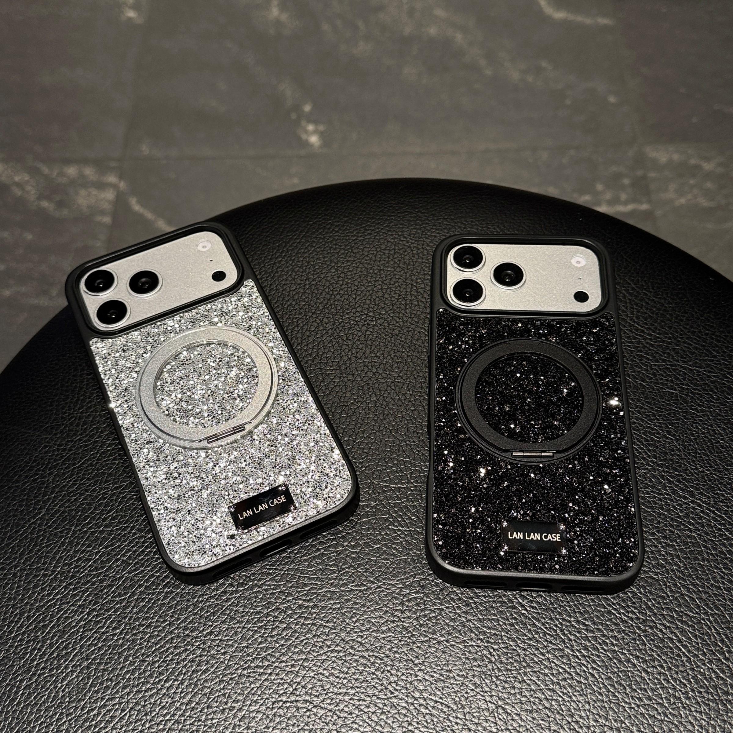 Women's Shell Compatible with iPhone 17/17 Pro/17 Pro Max, Glitter 360 Rotation Magnetic Stand, Apple Protective Case, iPhone Cover