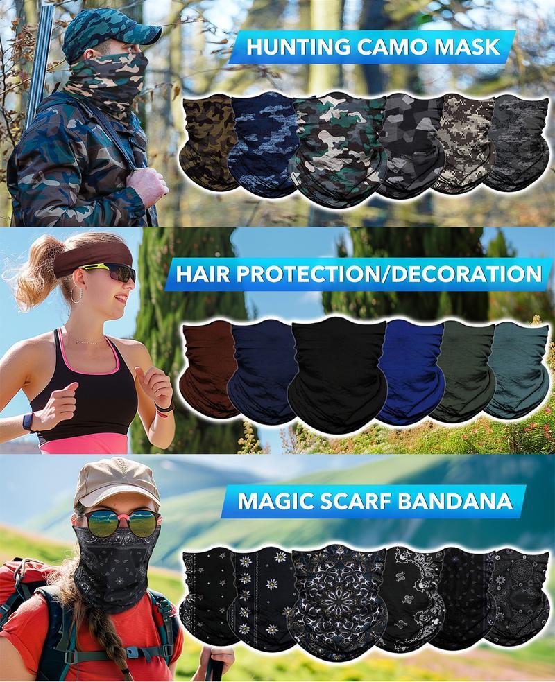 6Pcs UV Protection Cooling Neck Gaiter Set | Unisex Face Mask, Seamless Bandana & Multi-Use Headwear | Perfect for Biking, Fishing, Climbing & Outdoor Sports Balaclava Tactical Camo, Full Balaclava, Sun Visor Cap