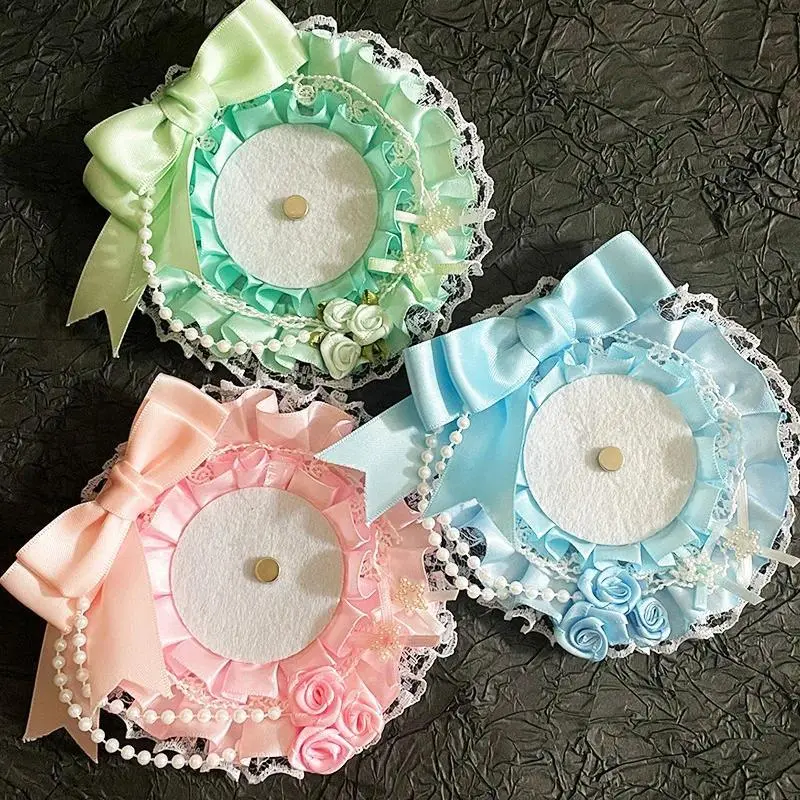Anime Oval Badge Rosette Holder 58-75mm Lace Bow Ribbon Ita Bag Accessory For Collectible Anime Pins Otaku Fans Decoration Gift
