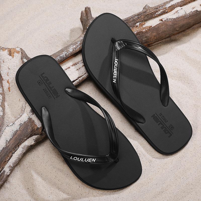 Men's Casual Flip-Flops, PVC Material, Medium Width, Anti-Slip, Lightweight, Suitable for Beach, Bathroom, Living Room, Summer Sandals