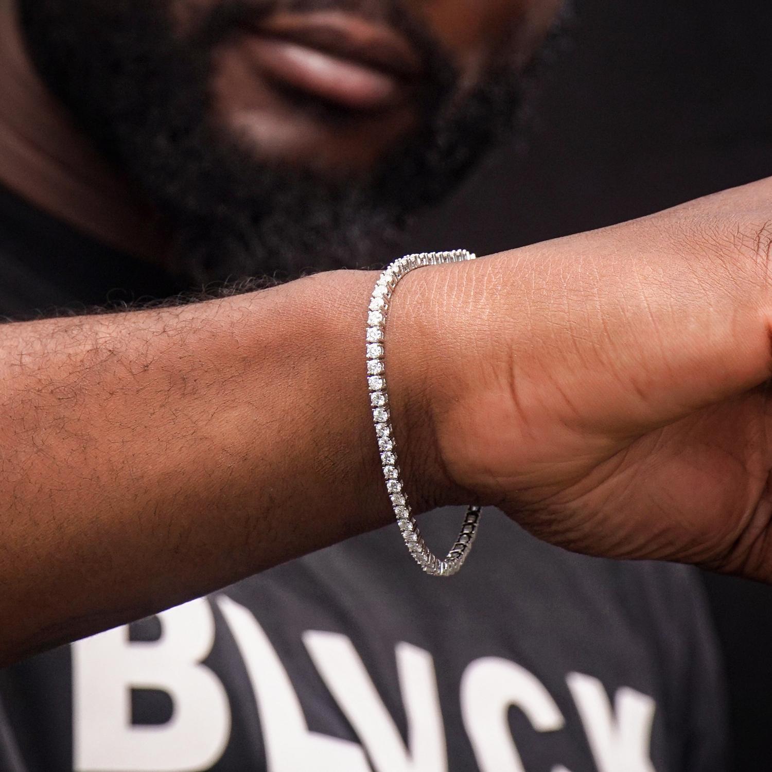 Delzzad Tennis Bracelet VVS D Color Synthetic Moissanite S925 Sterling Silver Tennis Chain Birthday Anniversary Mother's Day Gifts for Men Women With Giftbox Dainty Layered Anklet