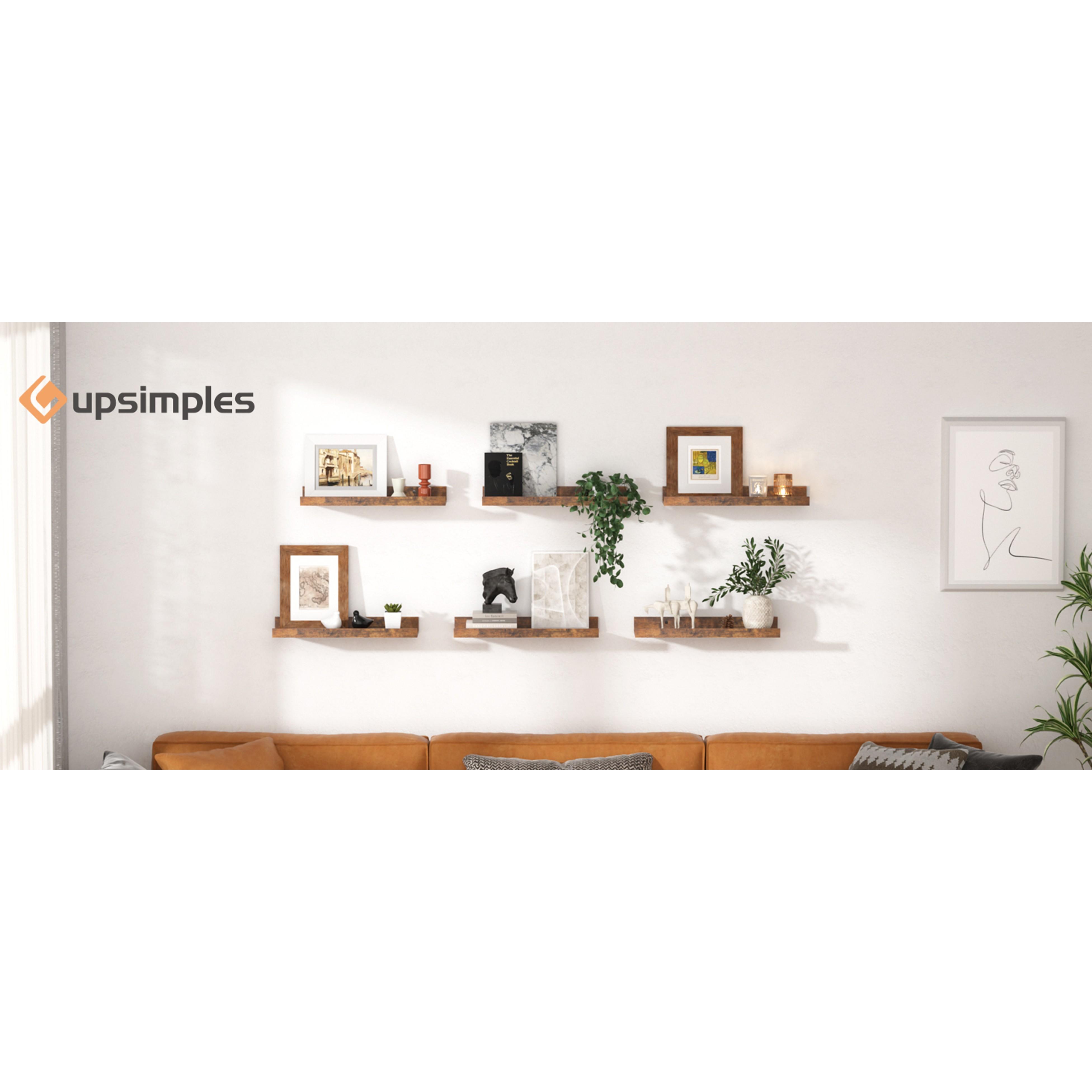 Floating Shelves for Wall, Wall Shelves for Decor Storage Set of 6, Wall Mounted Wood Shelf for Bedroom, Living Room, Bathroom, Kitchen, Picture Ledge Shelf, White