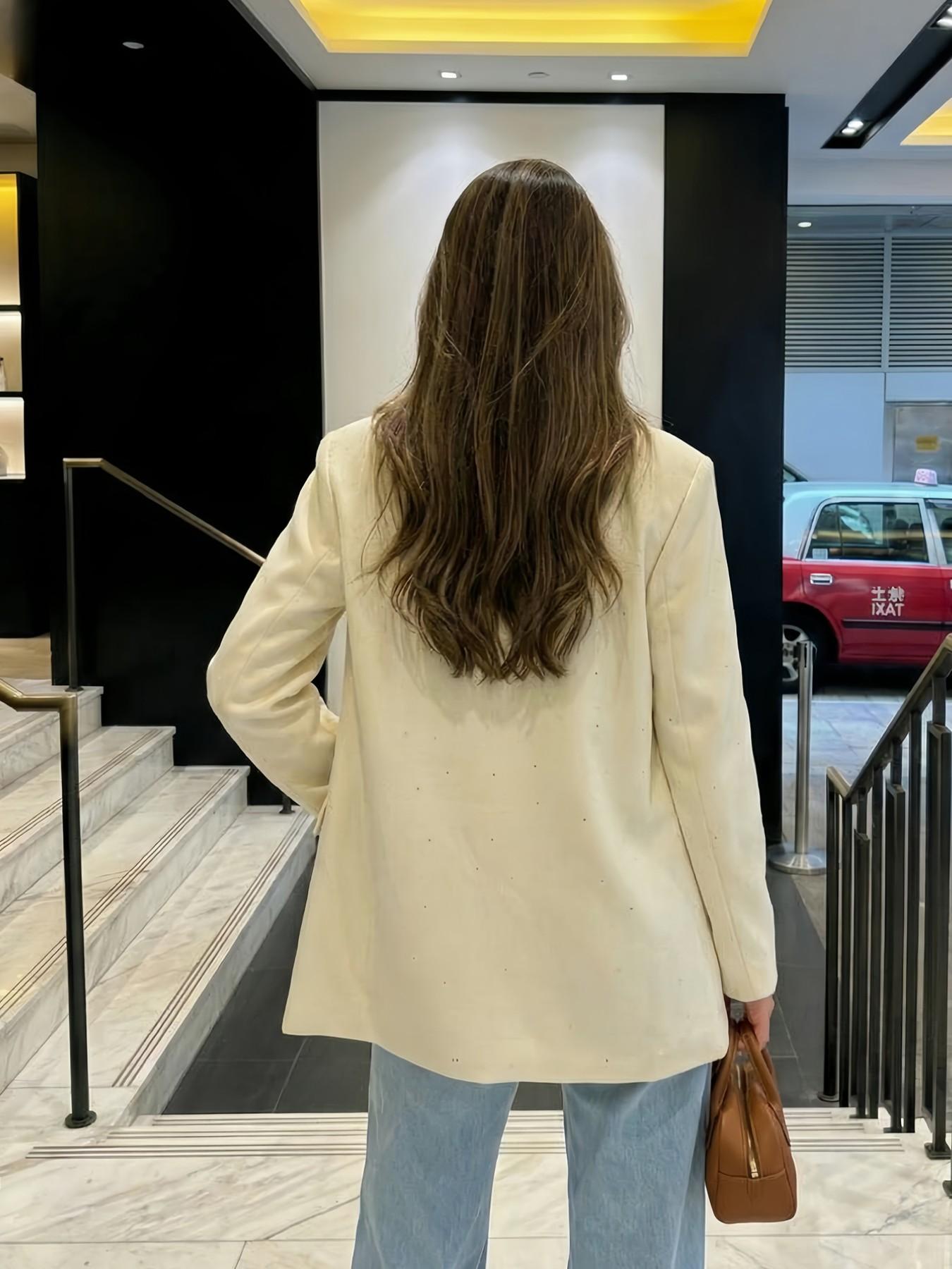 Women's Oversize Lapel Commuter Casual Jacket, Embossed Elegant Loose Fit Design, Spring New Collection, Perfect for Daily Wear