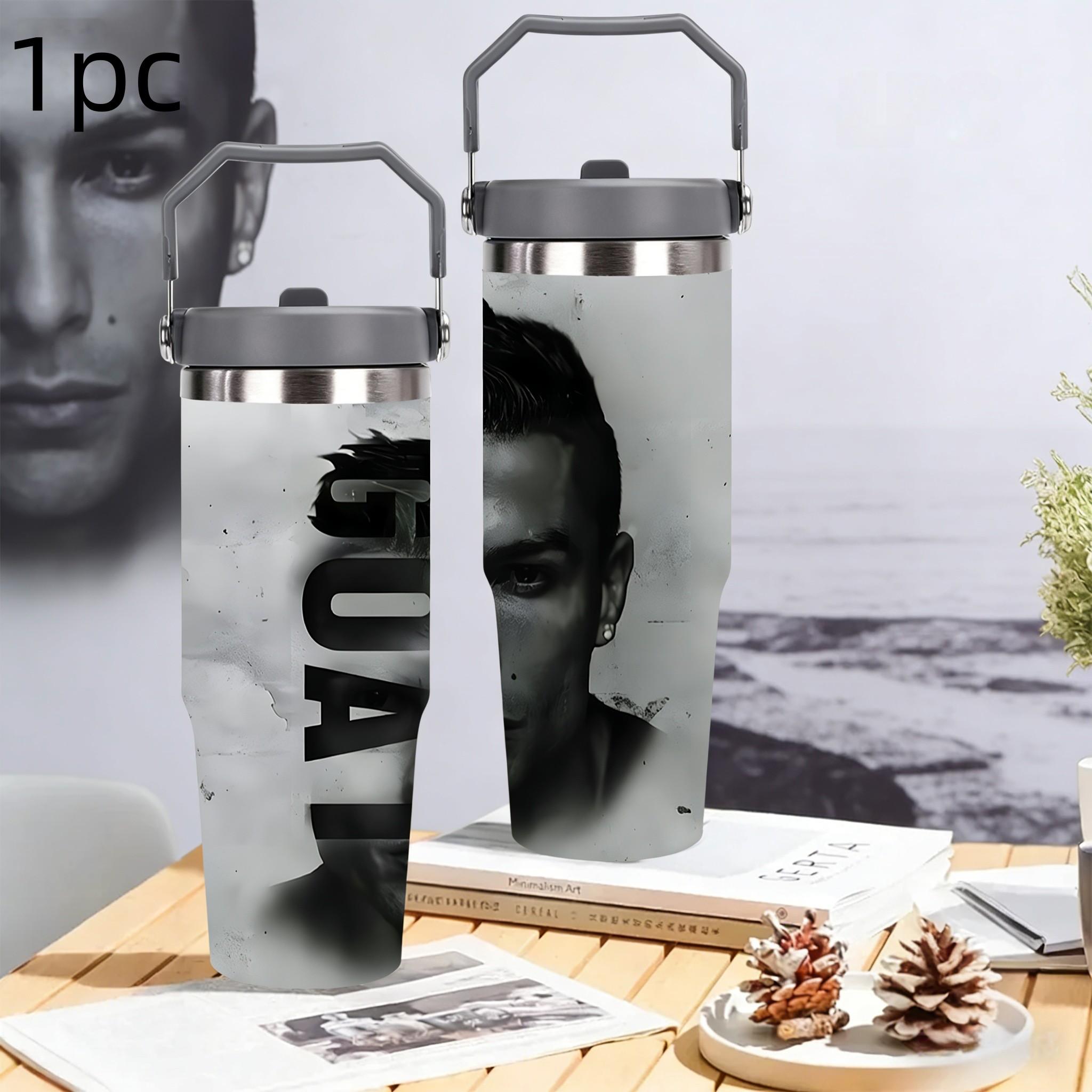1pc 30oz stainless steel large-capacity car water bottle, Number 7 jersey Pattern，for Cristiano Ronaldo fans.for football enthusiasts. various patterns to choose from, fan gift, Outdoor camping Coffee Cups & Mugs