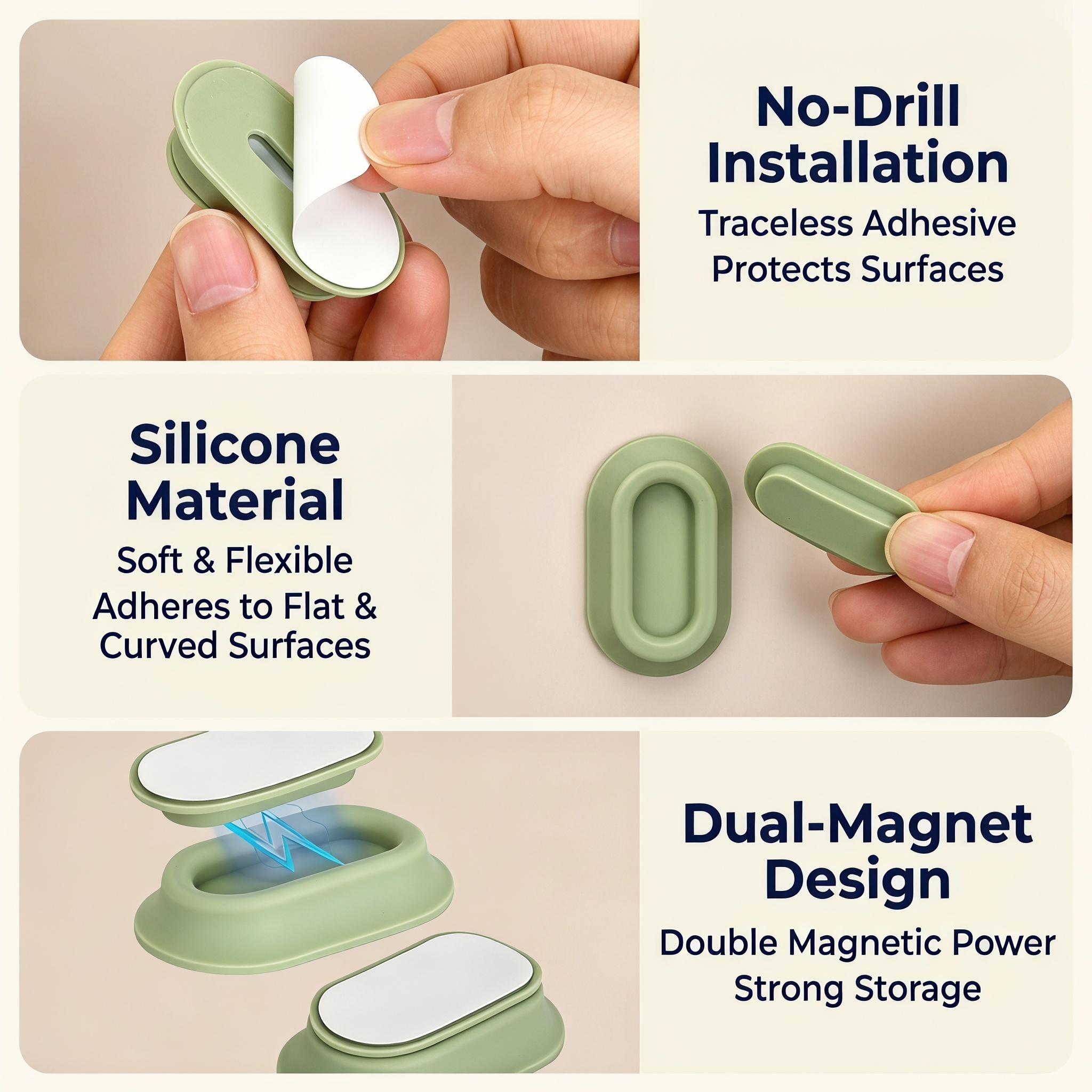 2/4 Pack Magnetic Remote Control Holder – Upgraded Silicone Magnetic Wall Mount for TV, Fan & Air Conditioner Remotes – Self-Adhesive, No-Drill Remote Control Holder Wall Mount-YY1
