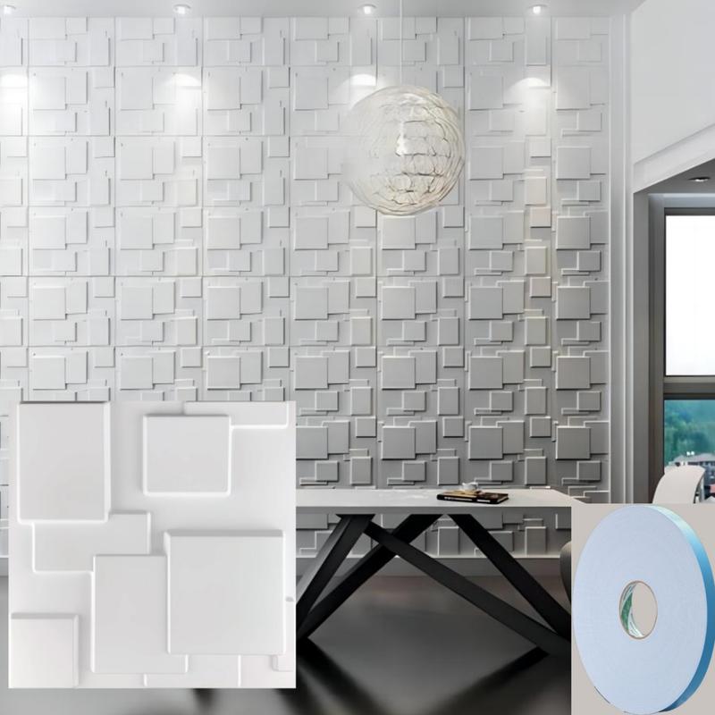 20/30pcs 3D Textured PVC Wall Panels, Waterproof & Moisture-Proof, Easy Install with Adhesive Tape - Modern Abstract Design for Stylish Home Decor, 11.8 x 11.8 inch, Waterproof Wall Panels