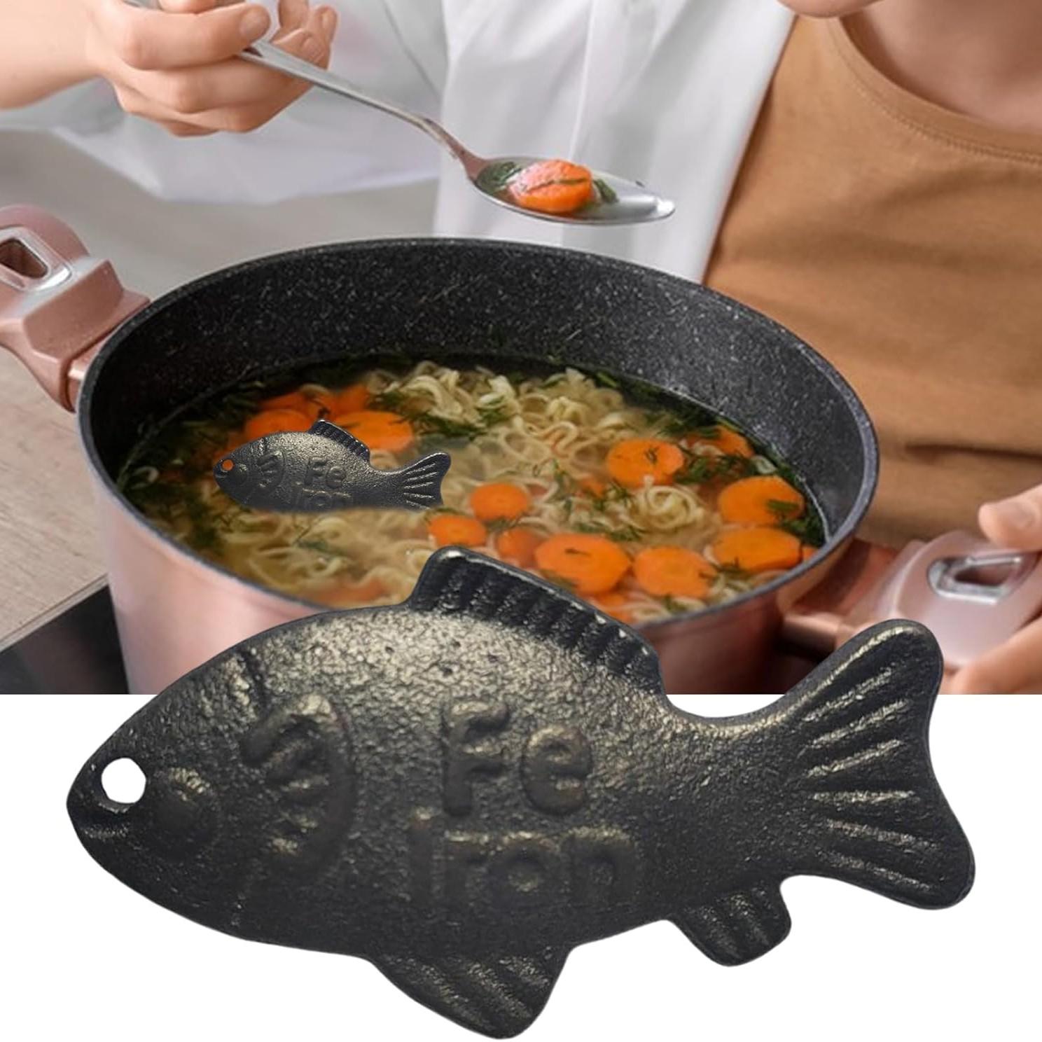 2 PCS natural iron fish cooking, reusable Iron deficiency dietary support tool, essential kitchen iron fish cooking tool for vegetarian athlete female anti-anemia deficiency