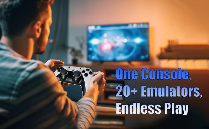 Retro Gaming Console & Gaming Stick with 20,000+ Preloaded Games, 4K Ultra HD & Dual Wireless Controllers — Plug & Play for Family Fun, 64GB Memory