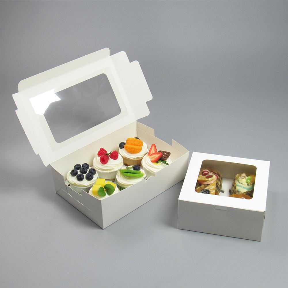 20/15/10/5/1pcs Minimalist White Paperboard Cupcake Packaging Boxes, 2/4/6 Pack Square Clear View Window Cupcake Holders.needoh.paper plates