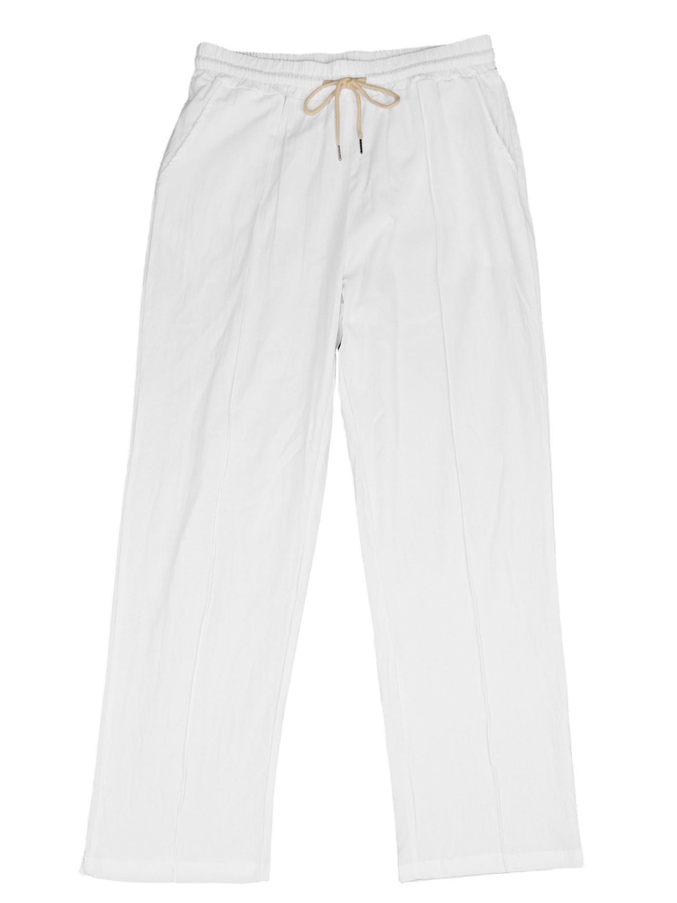 Men's Linen Straight Leg Casual Pants, Elastic Drawstring Waist Front Seam Chino Trousers, Wrinkle Resistant Breathable Lightweight Beach Vacation Pants with Side Pockets, Multi Colors, Lightweight Casual Bottoms