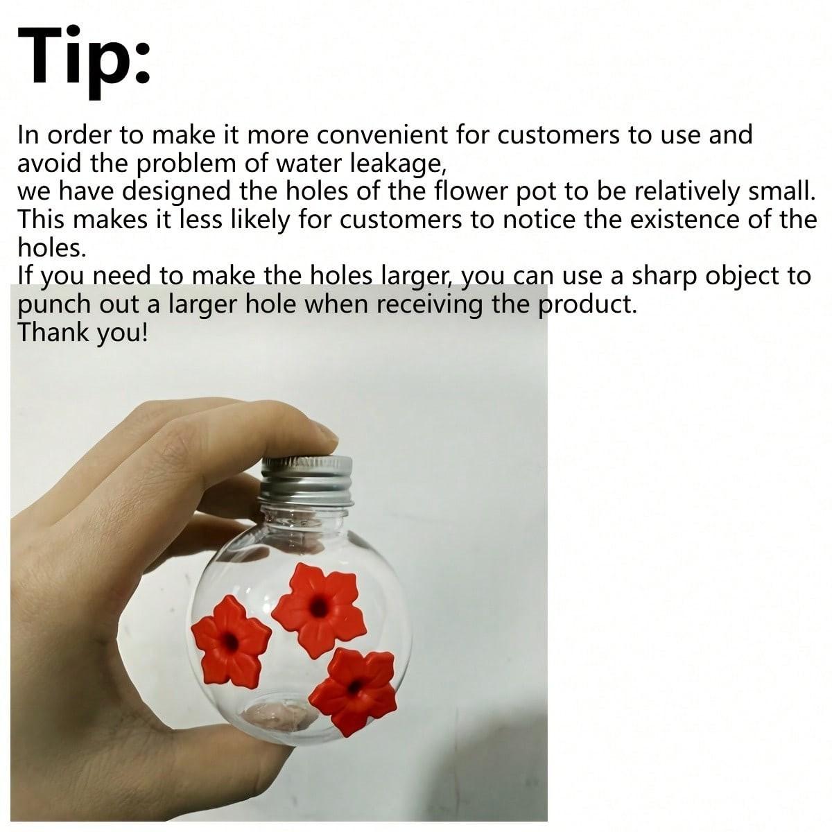 Pet Hummingbird Feeder Waterer, Round Flower Shape, Three-Hole Design, Durable Plastic, Ideal for Bird Care, Easy to Use