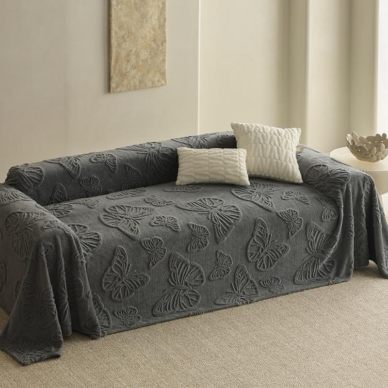 Butterfly Pattern Solid Color Sofa Cover, 1 Count Non-slip Soft Sofa Slipcover, Dustproof Sofa Protector, Home Decor for Living Room Bedroom Office