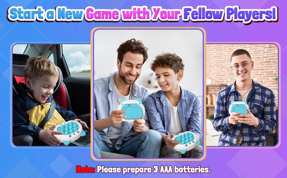 Fast Push Bubble Game, Stress Relief Toys, Decompression Breakthrough Puzzle Pop Button Gopher Game Machine, Novelty Fidget Toys Party Favor Gifts for Kids Adults, Handheld Toy for 3+ Year Old Boy Girl (Blue Cat)