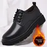 Men's Winter Platform Oxford Shoes, Thick Non-Slip Cushion Sole, Lace-Up Comfort Business Dress Shoes, Leather Casual Formal Shoes, PU Leather Shoes