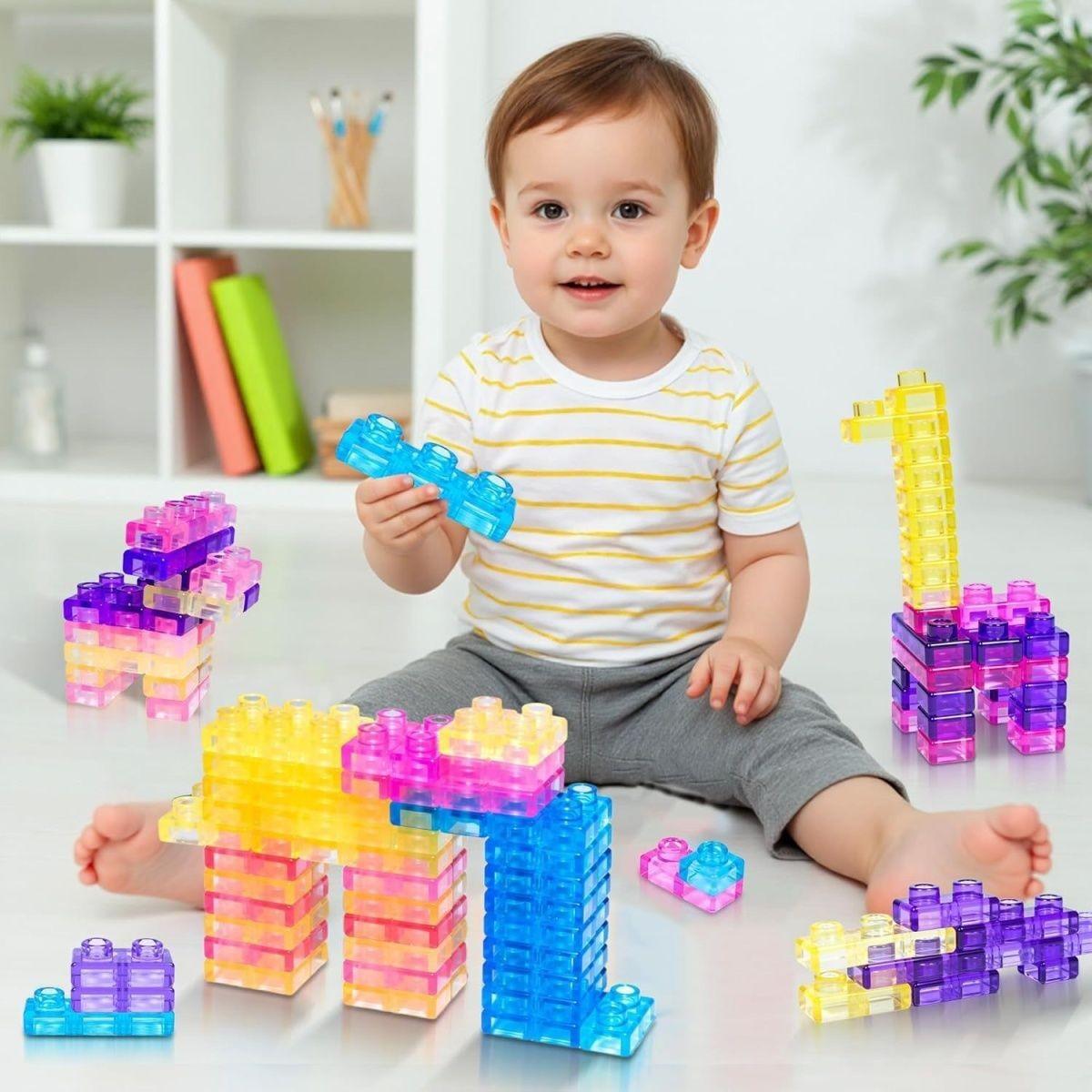Joyspot Soft Jelly Blocks Set, 40 Pieces Squishy Multicolor Building Toys, Non-Toxic Sensory Play, Safe Stretch Fun, Stem Learning for Kids Aged 6+