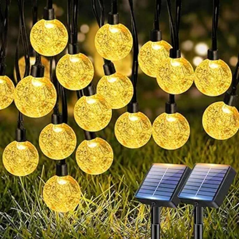 5m 10led Outdoor Solar String Lights, Warm, Adjustable 8 Light Modes, Waterproof, Camping, Decoration, Ambient Lighting